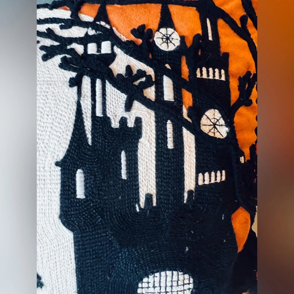 Halloween Trick O Treating Kids Large Pillow Cushion Haunted House Witch Ghost